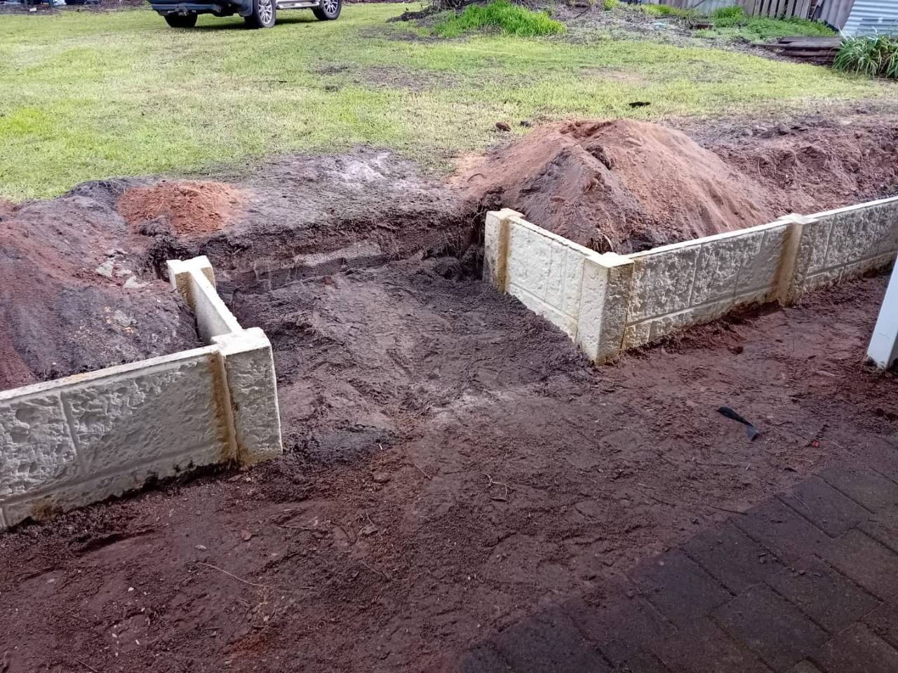 Work in progress: retaining blocks set either side of an opening